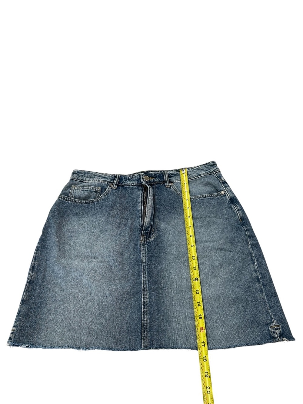 Rebecca Minkoff Raw Hem Denim Skirt Size 8 Light Wash Mini Length Cotton Jean - Picture 12 of 12